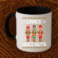 Funny Crack Deez Nuts Ugly Christmas Sweater Xmas Nutcracker Coffee Mug thumb 2