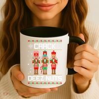 Funny Crack Deez Nuts Ugly Christmas Sweater Xmas Nutcracker Coffee Mug thumb 3