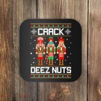 Funny Crack Deez Nuts Ugly Christmas Sweater Xmas Nutcracker Coaster thumb 0
