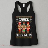 Funny Crack Deez Nuts Ugly Christmas Sweater Xmas Nutcracker Women's Tank Top thumb 3