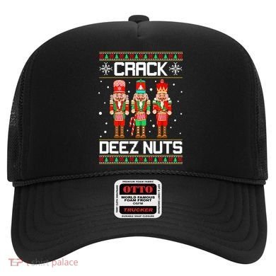 Funny Crack Deez Nuts Ugly Christmas Sweater Xmas Nutcracker Hat