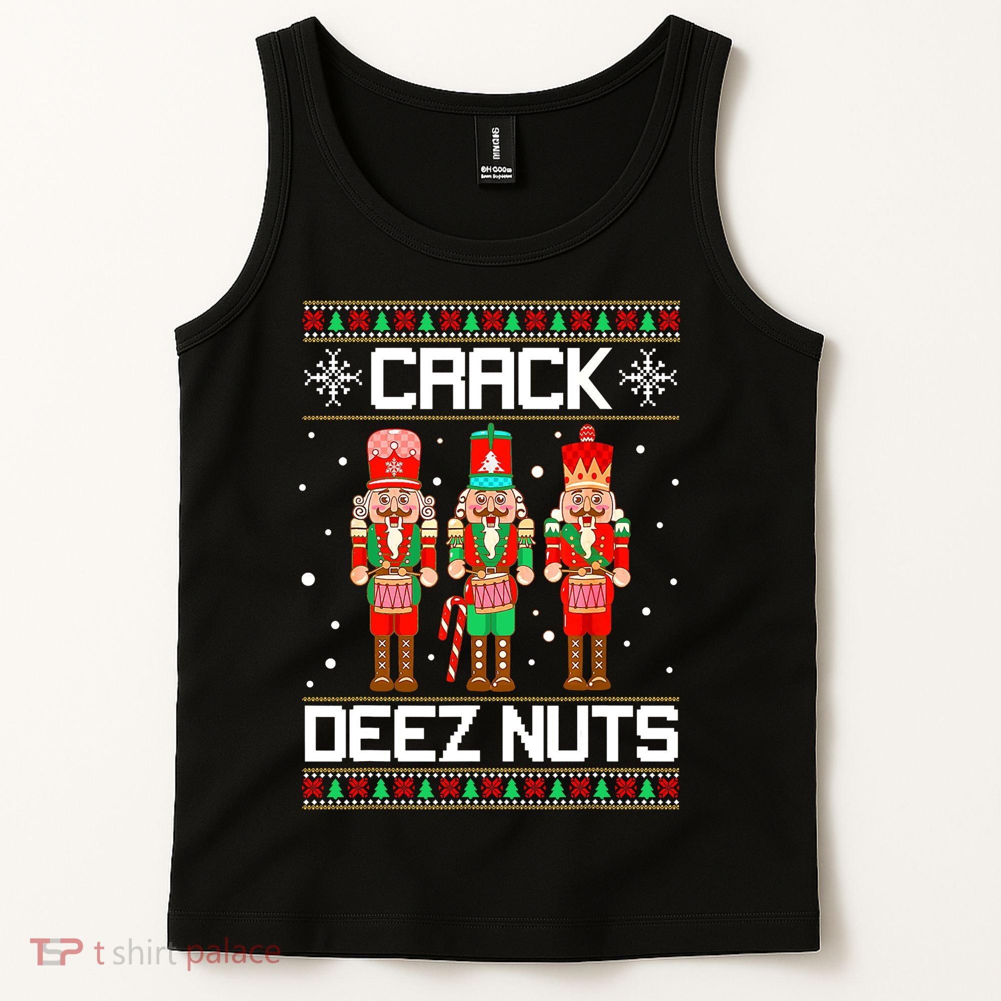 Funny Crack Deez Nuts Ugly Christmas Sweater Xmas Nutcracker Tank Top