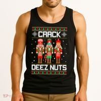 Funny Crack Deez Nuts Ugly Christmas Sweater Xmas Nutcracker Tank Top thumb 3
