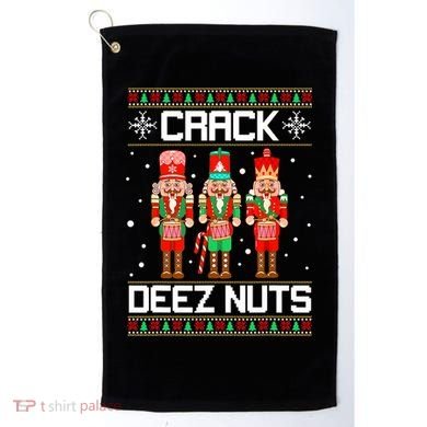 Funny Crack Deez Nuts Ugly Christmas Sweater Xmas Nutcracker Golf Towel