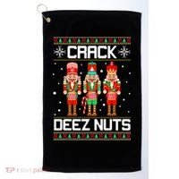 Funny Crack Deez Nuts Ugly Christmas Sweater Xmas Nutcracker Golf Towel thumb 0