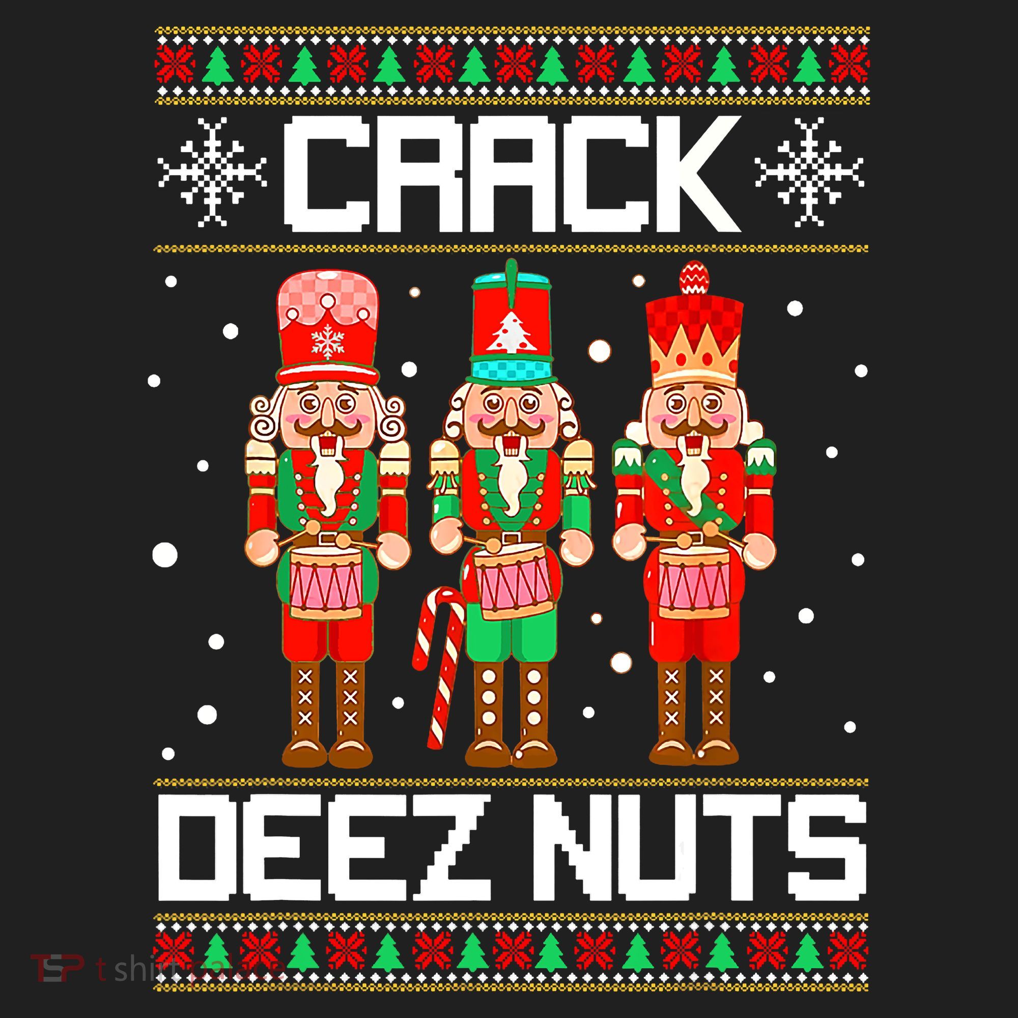 Funny Crack Deez Nuts Ugly Christmas Sweater Xmas Nutcracker Golf Towel