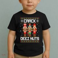 Funny Crack Deez Nuts Ugly Christmas Sweater Xmas Nutcracker Toddler T-Shirt thumb 2