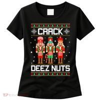 Funny Crack Deez Nuts Ugly Christmas Sweater Xmas Nutcracker Women's T-Shirt thumb 0
