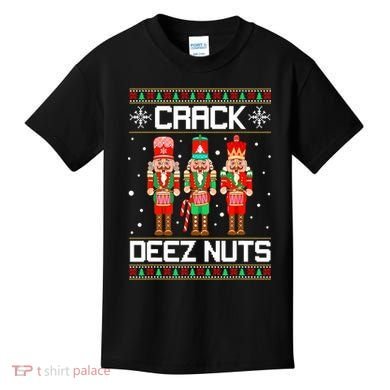 Funny Crack Deez Nuts Ugly Christmas Sweater Xmas Nutcracker Kids T-Shirt