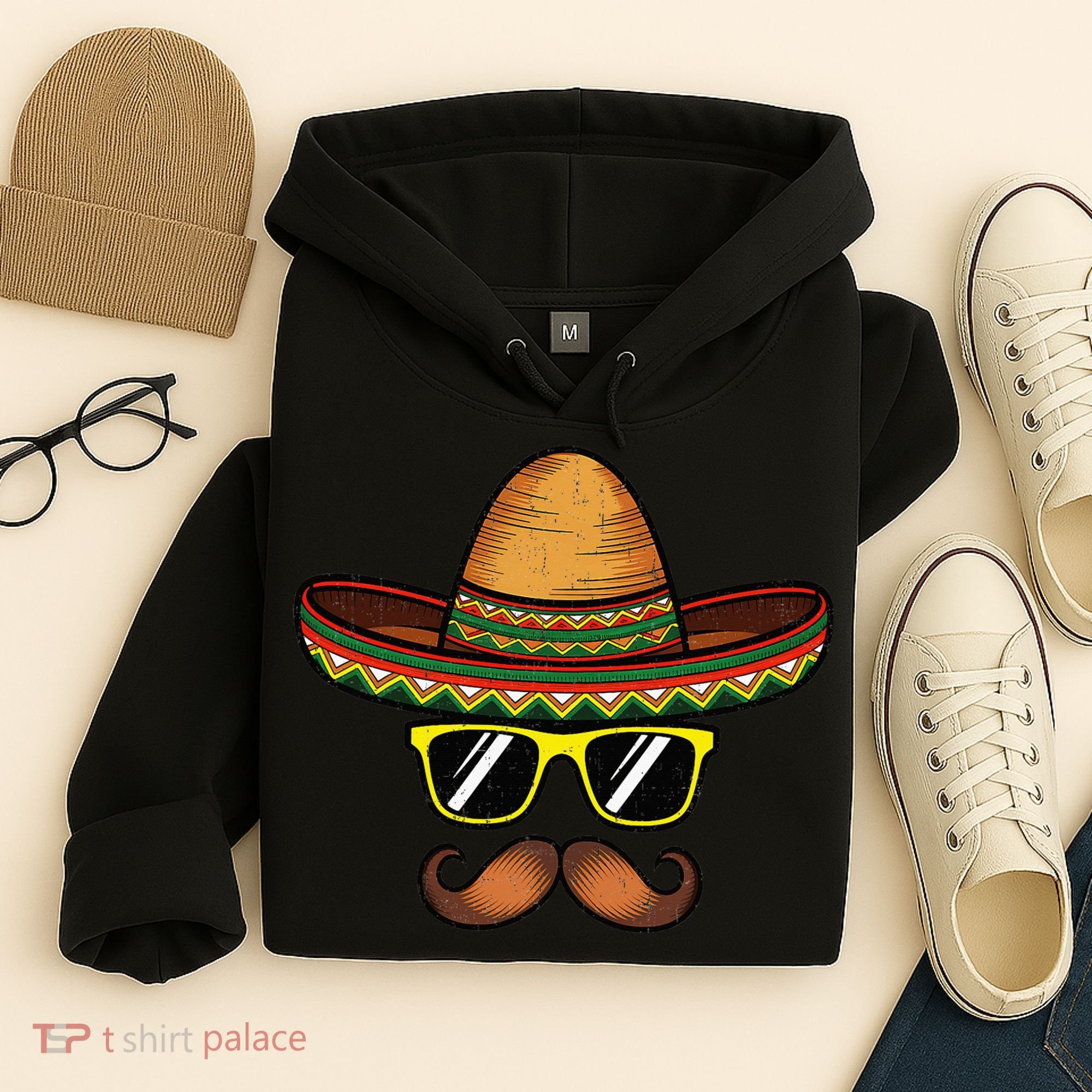 Funny Cinco De Mayo Funny Sombrero Hat With Sunglass Hoodie