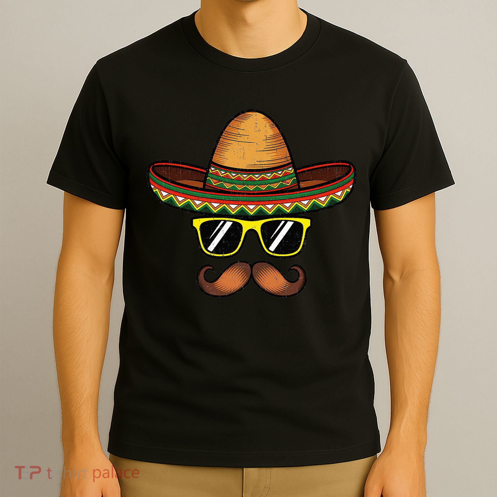 Funny Cinco De Mayo Funny Sombrero Hat With Sunglass T-Shirt