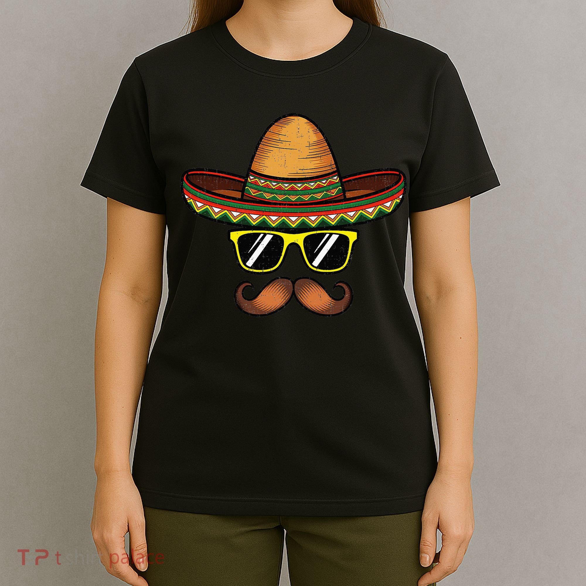 Funny Cinco De Mayo Funny Sombrero Hat With Sunglass T-Shirt