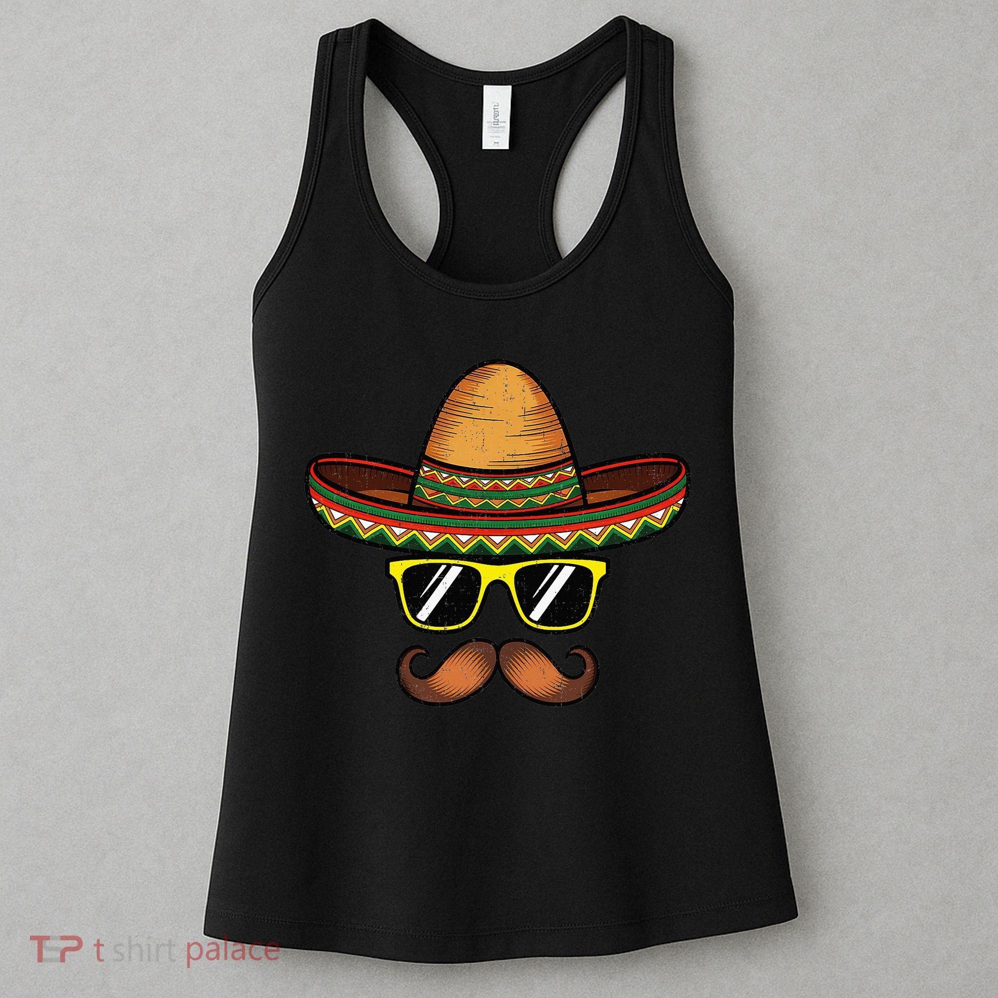 Funny Cinco De Mayo Funny Sombrero Hat With Sunglass Women's Tank Top
