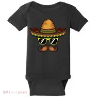 Funny Cinco De Mayo Funny Sombrero Hat With Sunglass Baby Bodysuit thumb 0