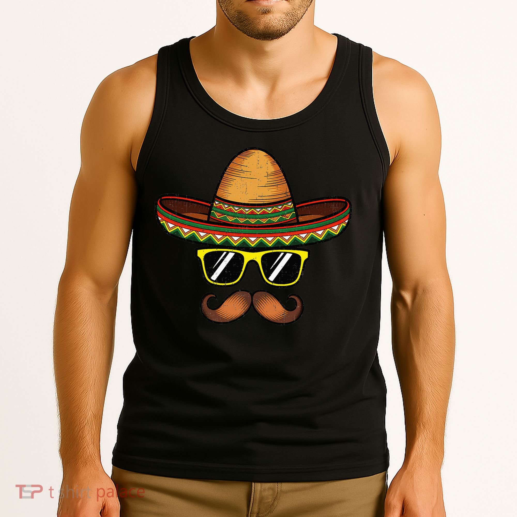 Funny Cinco De Mayo Funny Sombrero Hat With Sunglass Tank Top