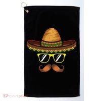 Funny Cinco De Mayo Funny Sombrero Hat With Sunglass Golf Towel thumb 0