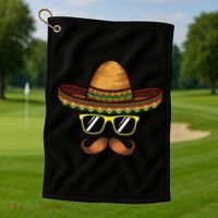 Funny Cinco De Mayo Funny Sombrero Hat With Sunglass Golf Towel thumb 1