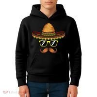 Funny Cinco De Mayo Funny Sombrero Hat With Sunglass Kids Hoodie thumb 4