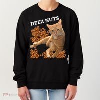 Funny Cat Deez Nuts Joke Women's Sweatshirt thumb 0