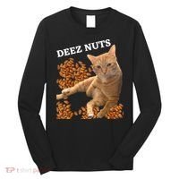 Funny Cat Deez Nuts Joke Long Sleeve Shirt thumb 0