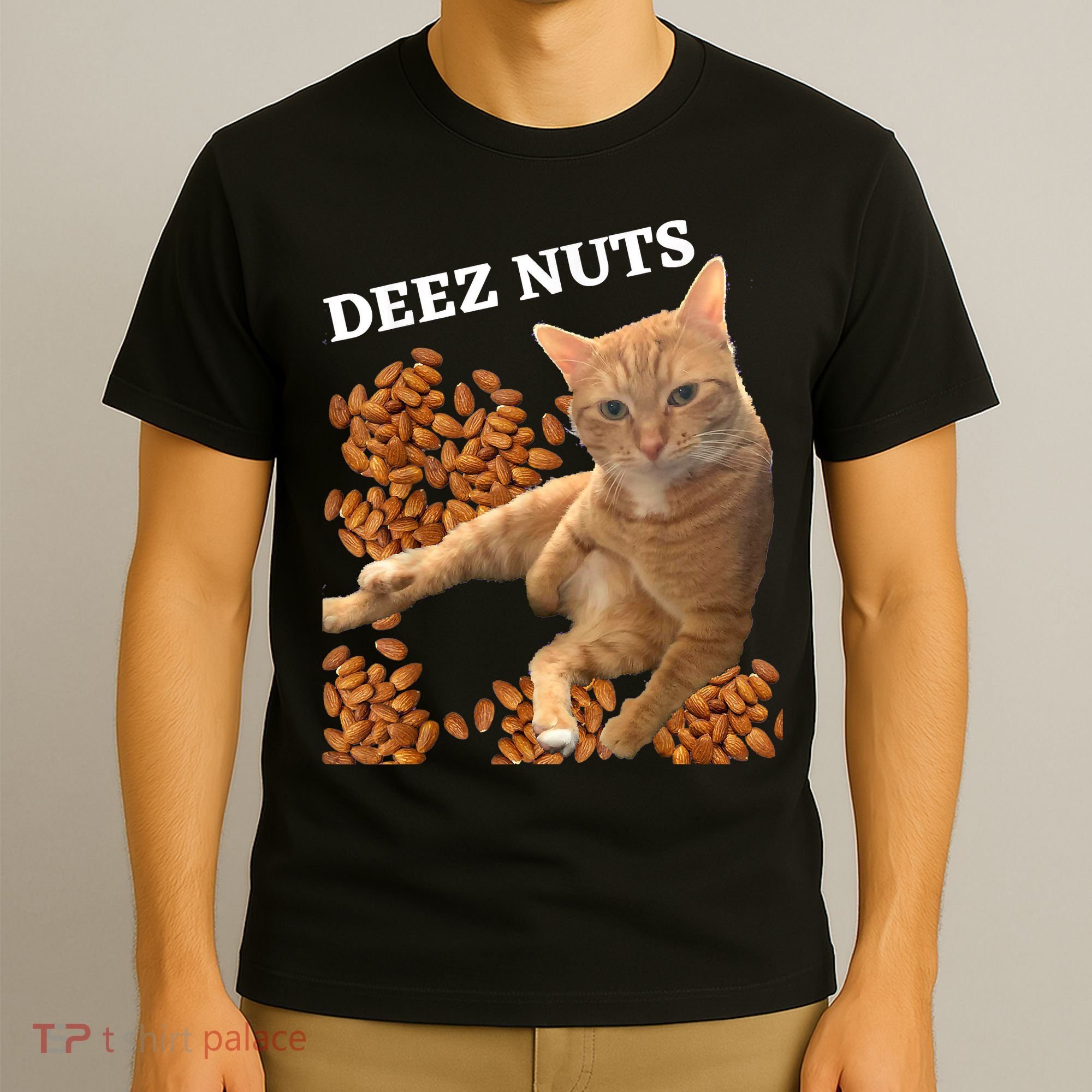 Funny Cat Deez Nuts Joke T-Shirt