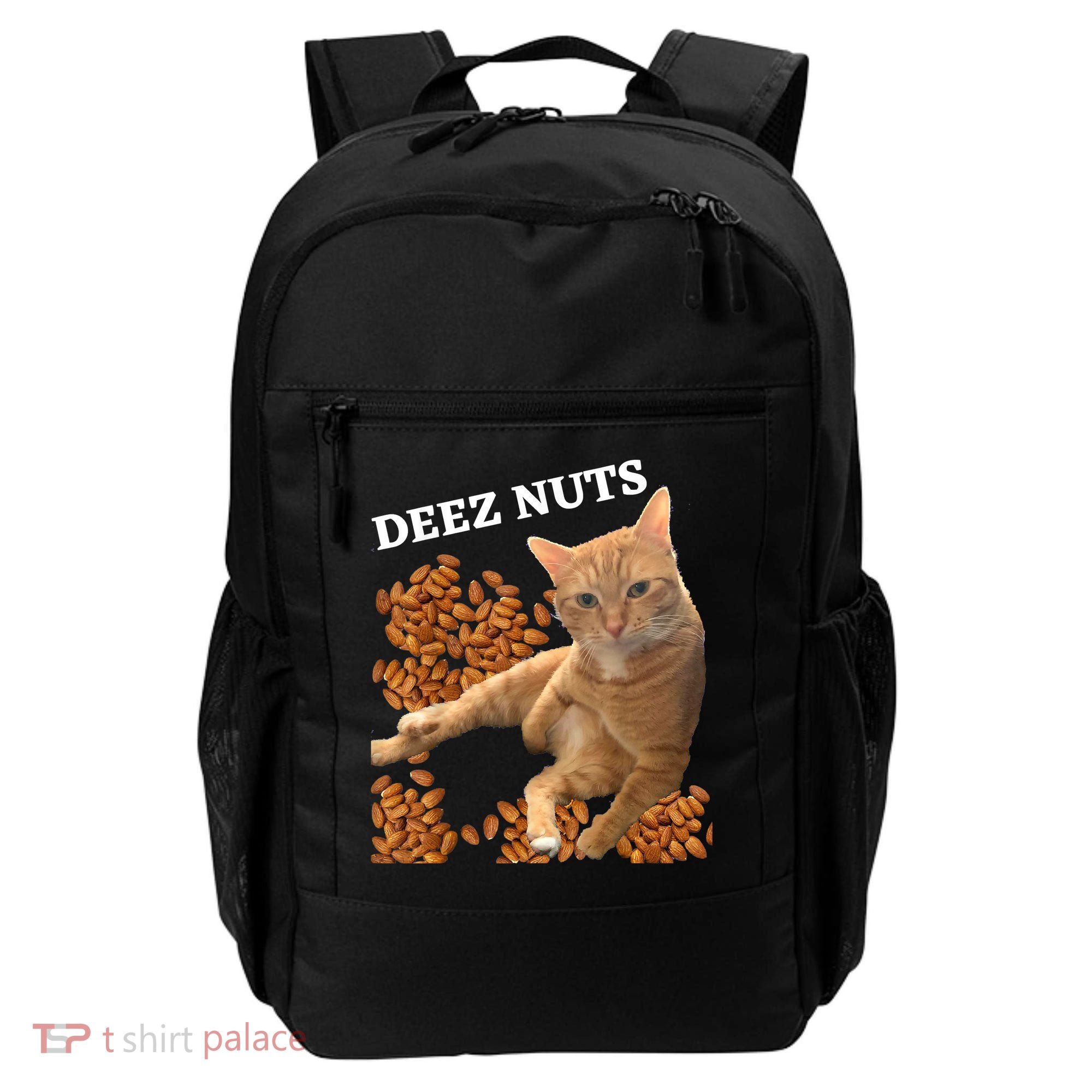 Funny Cat Deez Nuts Joke Backpack