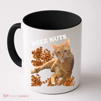 Funny Cat Deez Nuts Joke Coffee Mug
