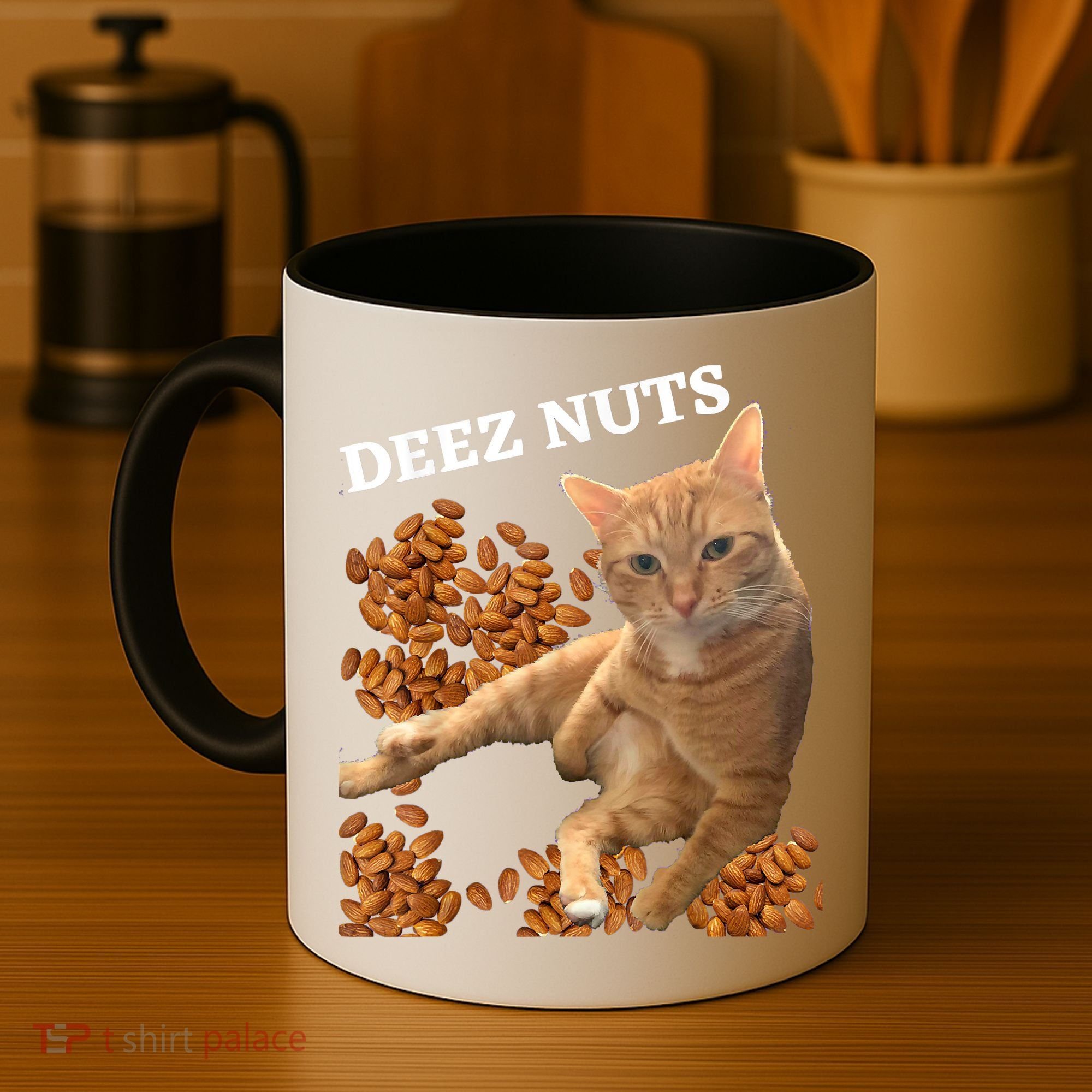 Funny Cat Deez Nuts Joke Coffee Mug