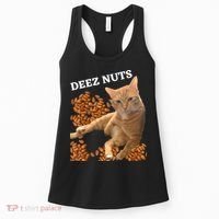 Funny Cat Deez Nuts Joke Women's Tank Top thumb 0