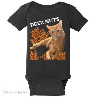 Funny Cat Deez Nuts Joke Baby Bodysuit