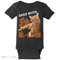 Funny Cat Deez Nuts Joke Baby Bodysuit thumb 0