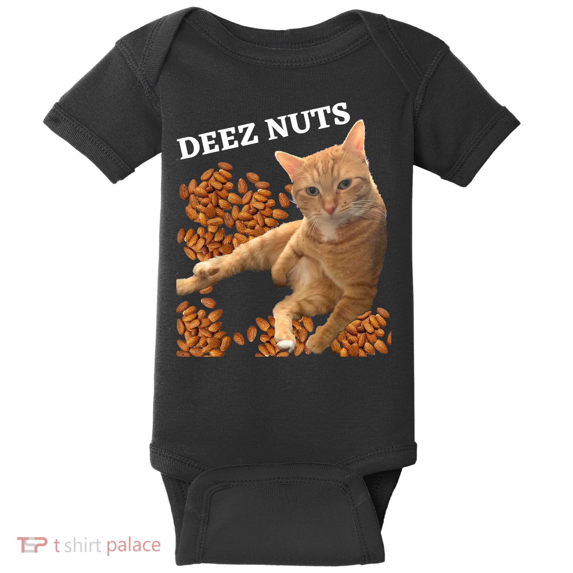 Funny Cat Deez Nuts Joke Baby Bodysuit