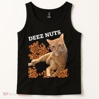Funny Cat Deez Nuts Joke Tank Top thumb 2