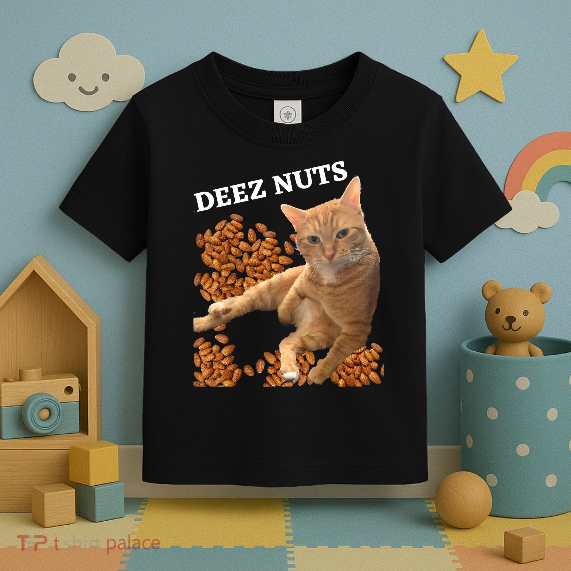 Funny Cat Deez Nuts Joke Toddler T-Shirt