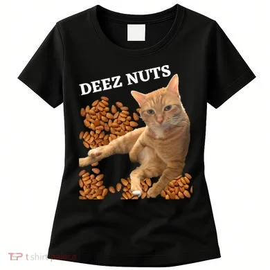 Funny Cat Deez Nuts Joke Women's T-Shirt