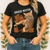Funny Cat Deez Nuts Joke Women's T-Shirt thumb 2
