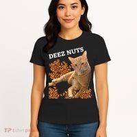 Funny Cat Deez Nuts Joke Women's T-Shirt thumb 4