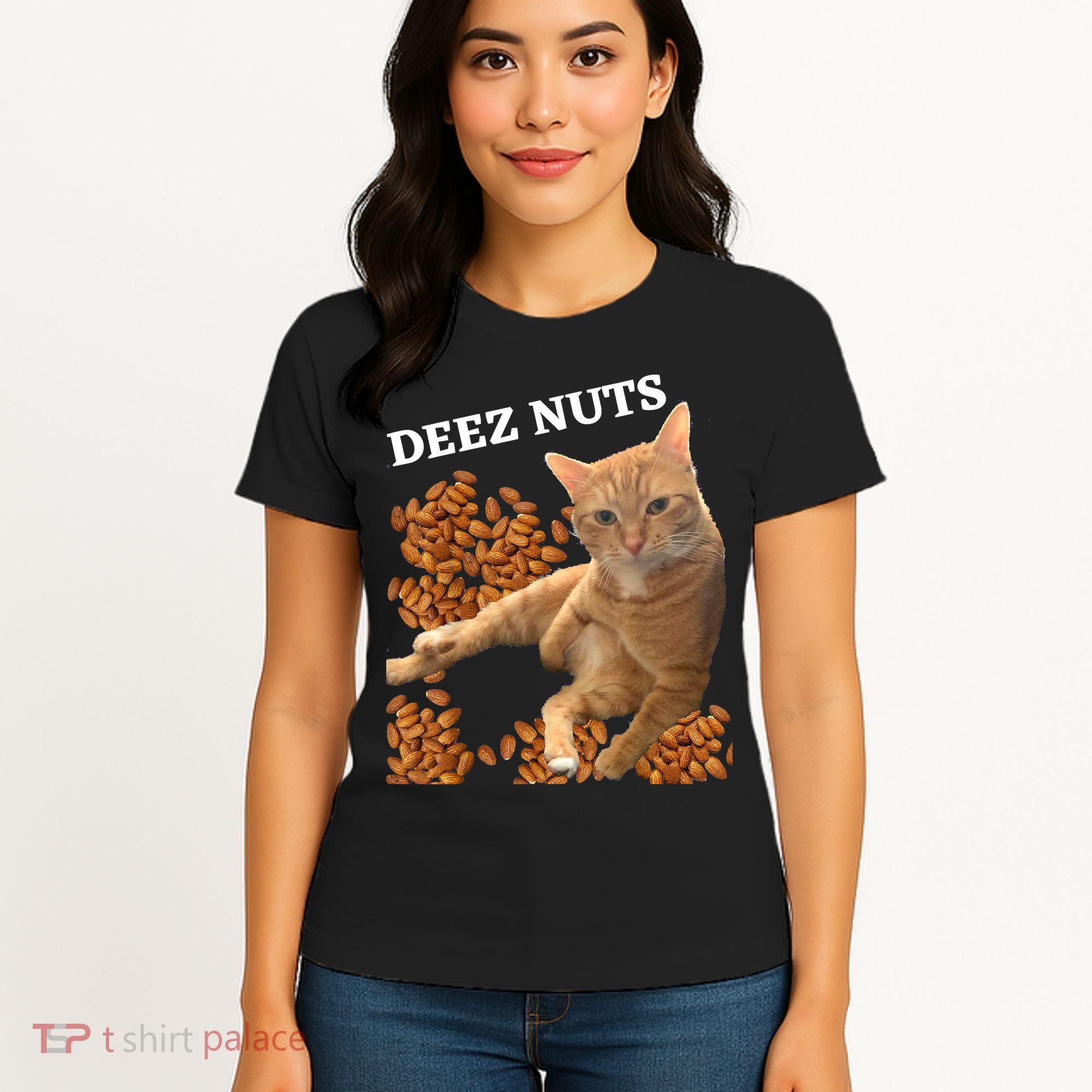 Funny Cat Deez Nuts Joke Women's T-Shirt