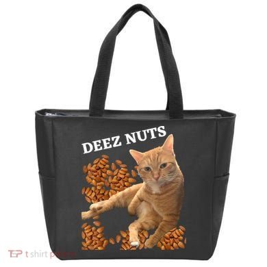 Funny Cat Deez Nuts Joke Tote Bag