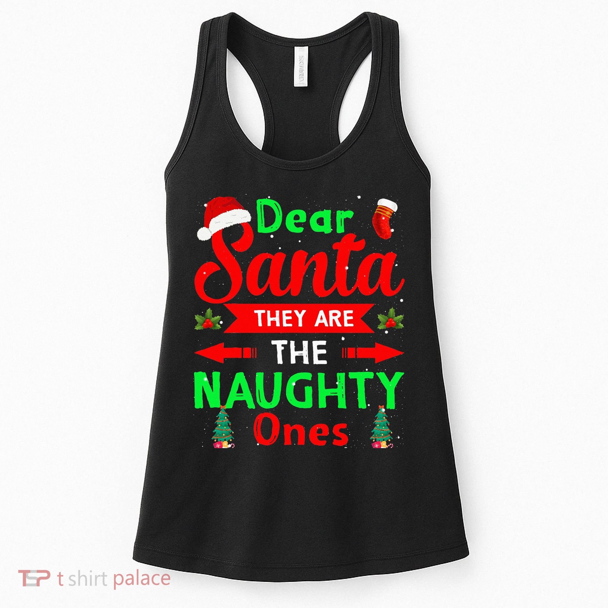 Funny Christmas Dear Santa They Are The Naughty Ones Pajama Women's Tank Top