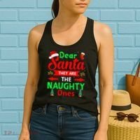 Funny Christmas Dear Santa They Are The Naughty Ones Pajama Women's Tank Top thumb 2