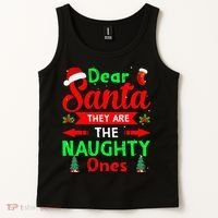 Funny Christmas Dear Santa They Are The Naughty Ones Pajama Tank Top thumb 2