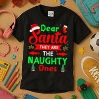 Funny Christmas Dear Santa They Are The Naughty Ones Pajama Kids T-Shirt thumb 3