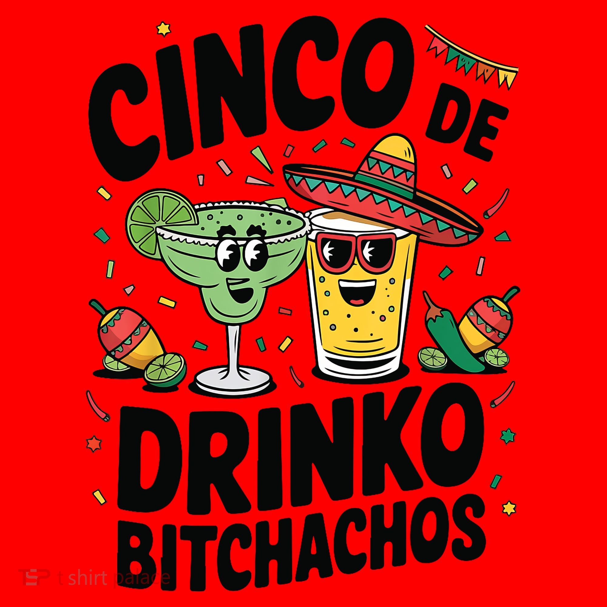 Funny Cinco De Drinko Bitchachos Margirita Tequila  Santa Hat