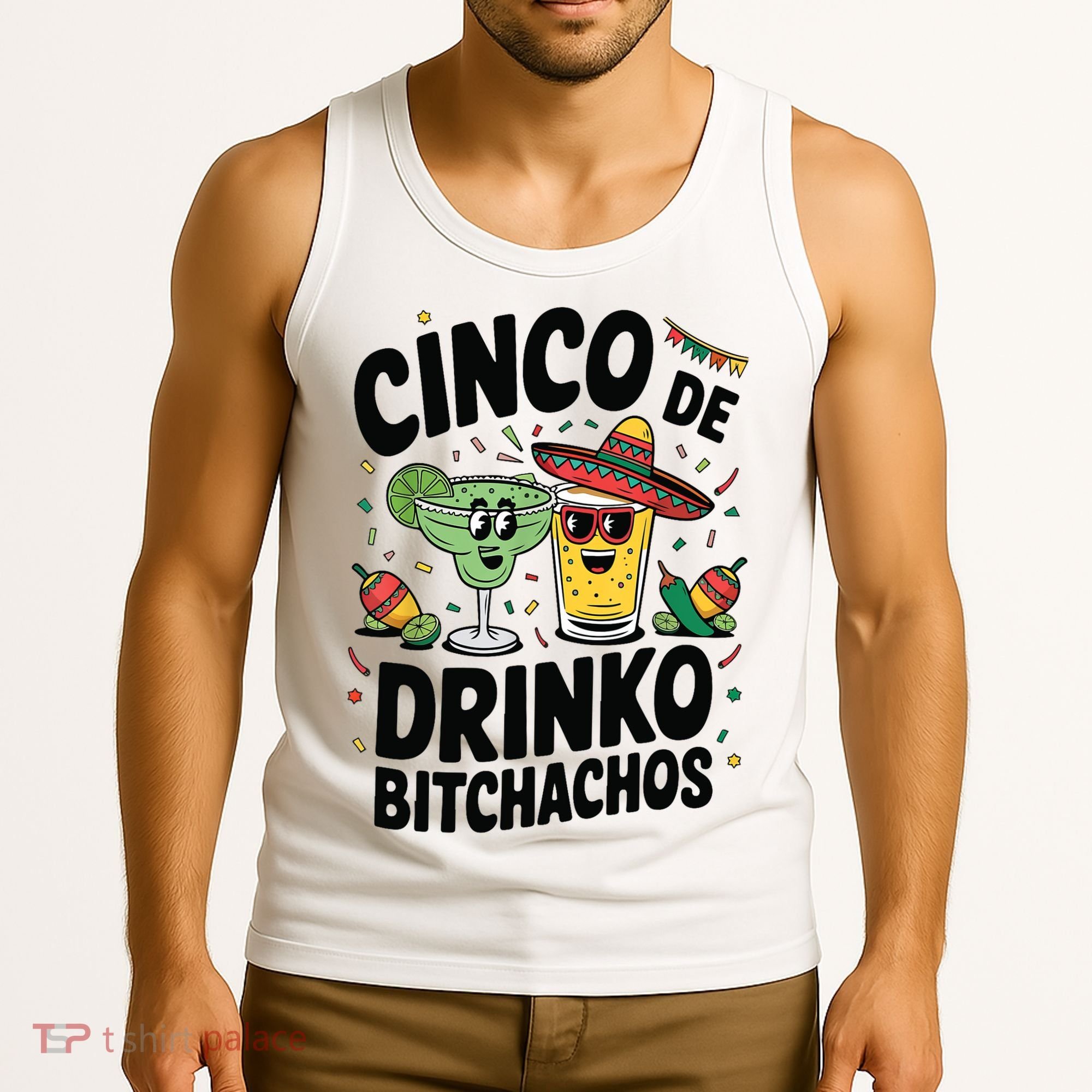 Funny Cinco De Drinko Bitchachos Margirita Tequila  Tank Top