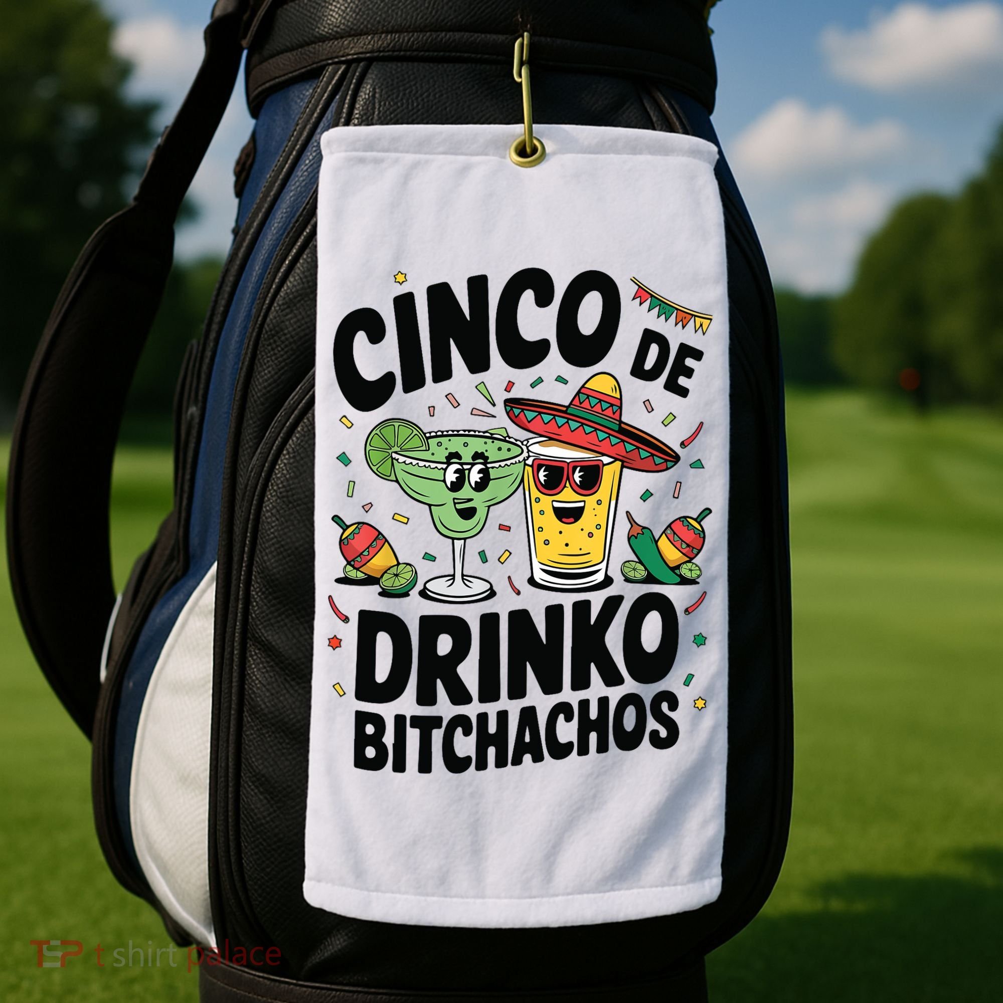 Funny Cinco De Drinko Bitchachos Margirita Tequila  Golf Towel