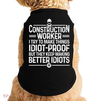Funny Construction Design For Dad Construction Worker Doggie Tank