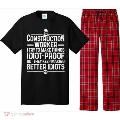 Funny Construction Design For Dad Construction Worker Pajama Set