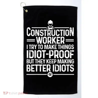 Funny Construction Design For Dad Construction Worker Golf Towel