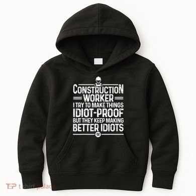 Funny Construction Design For Dad Construction Worker Kids Hoodie